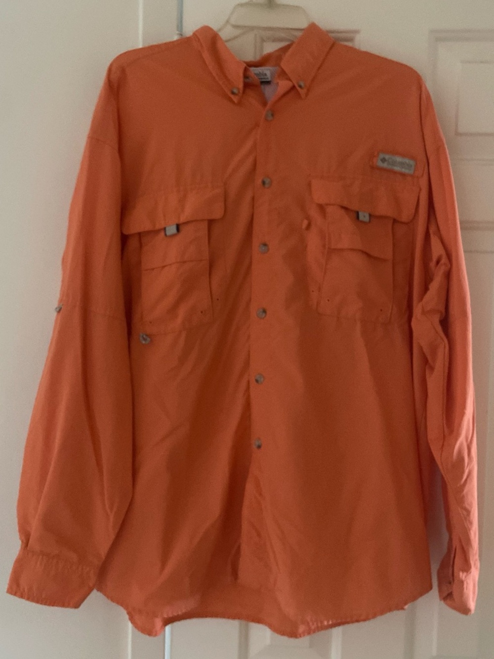 Columbia PFG Bahama II Long Sleeve Fishing Shirt Sunset Orange - Men’s Large